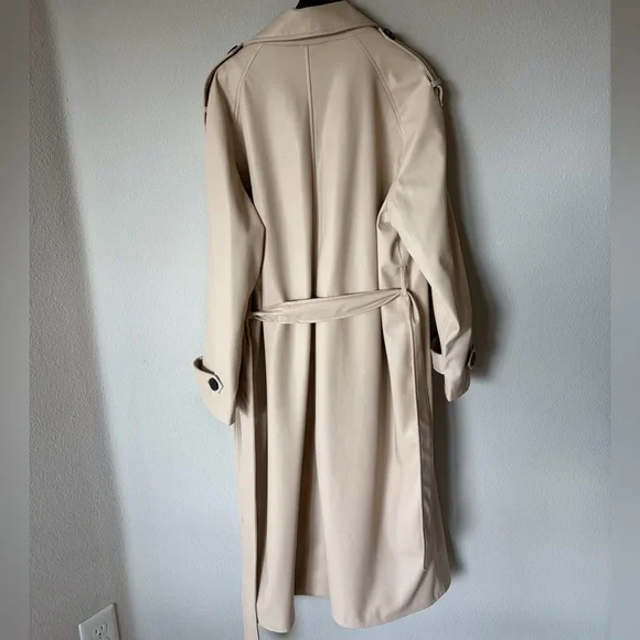 ZARA Cream Faux Leather Trench Coat – Size L - Great Condition - Picture 5 of 9